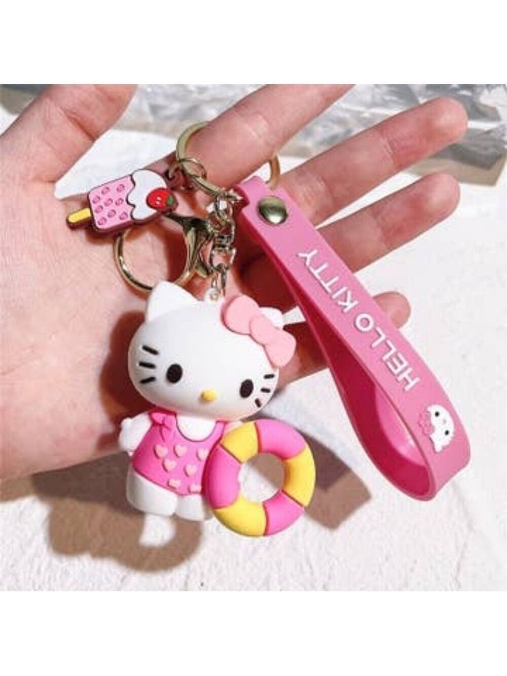 Hello Kitty Pink Summer Fun Charm Keychain